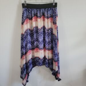 Womens‎ Maxi Skirt Size Medium Boho Sharkbite Hem Colorful Hippie